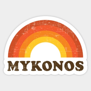 Vintage Mykonos Greece Souvenir 60s Style Retro Rainbow Sticker